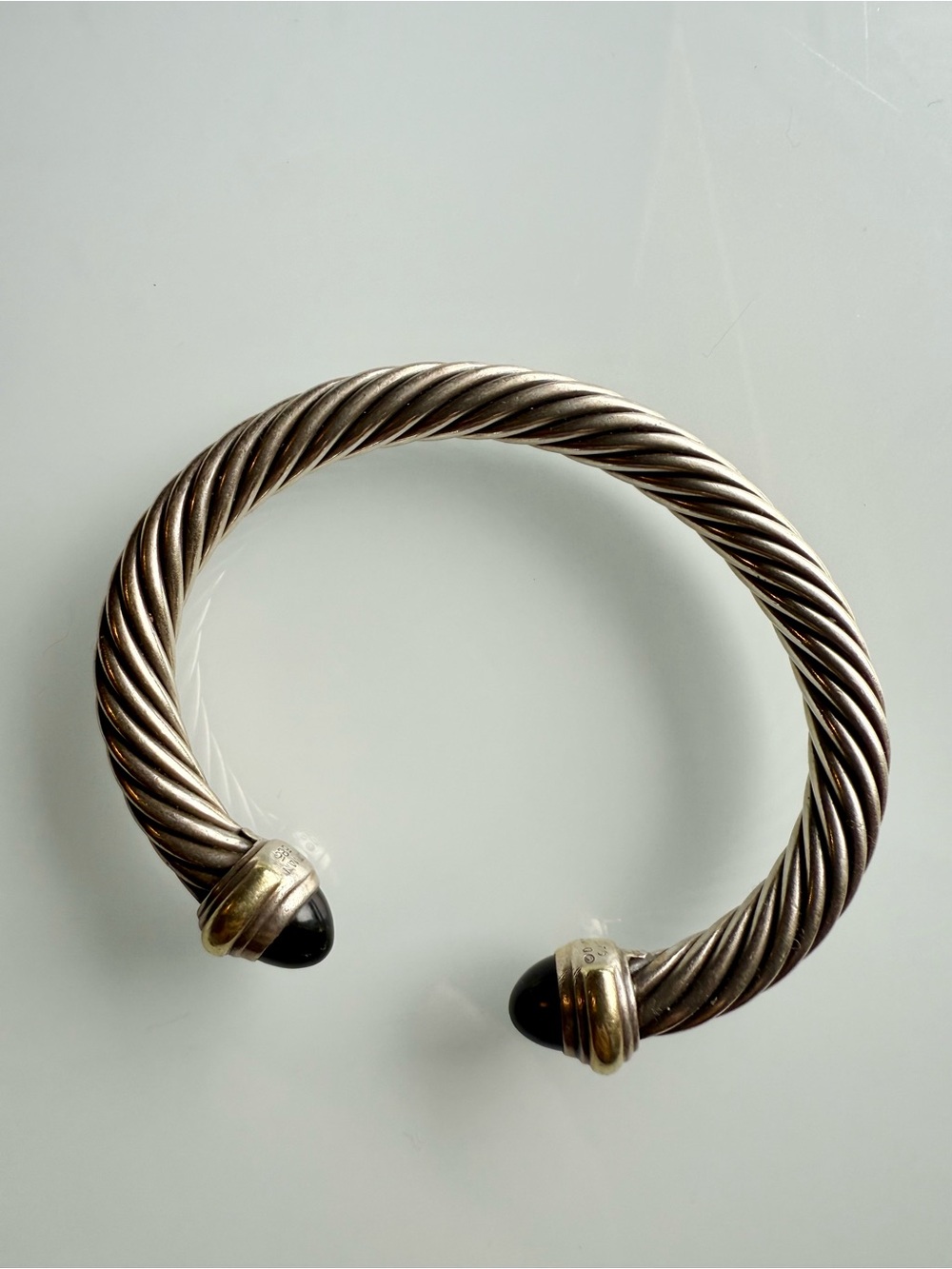 David Yurman Classic Cable Bracelet with Yellow Gold & Black Onyx 7MM